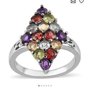 🆕️ Multi Gemstone Cluster Ring in Stainless Steel 1.85 ctw